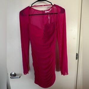 Miss Lola Fuchsia Long Sleeve Dress